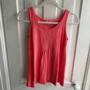 Eileen Fisher Vibrant Coral Linen Tank Top